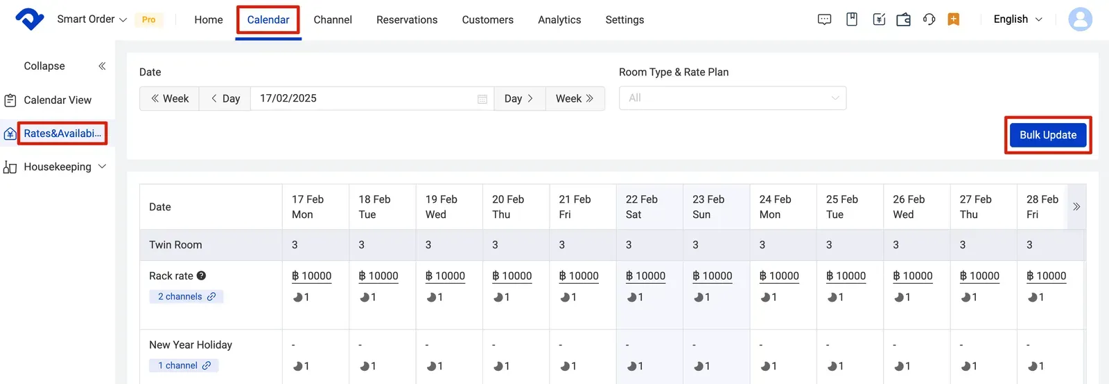 Set up rates & availability in the PMS