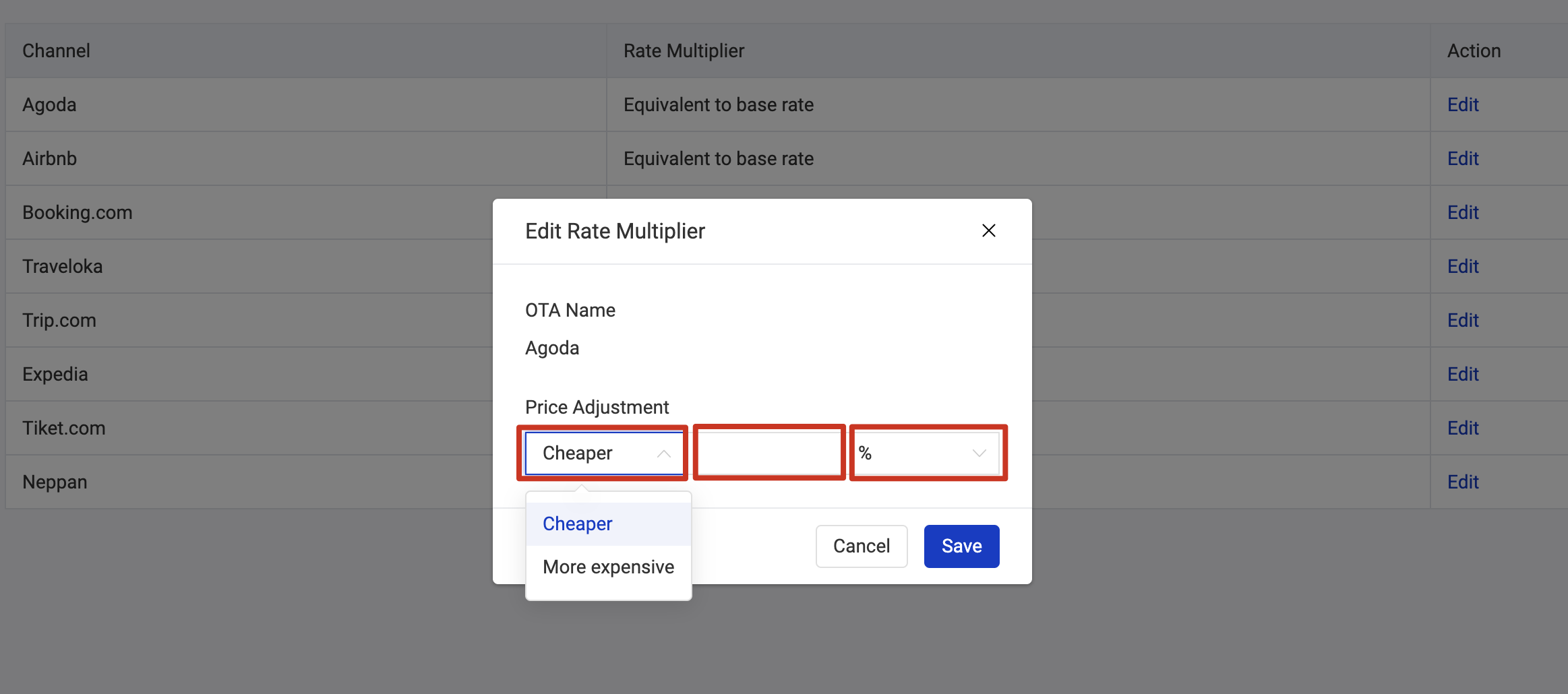 Select the 3 options in Price Adjustment