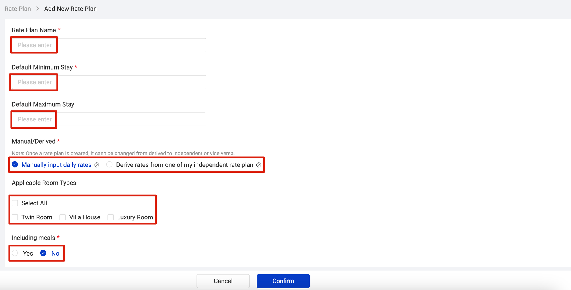 edit new rate plan information