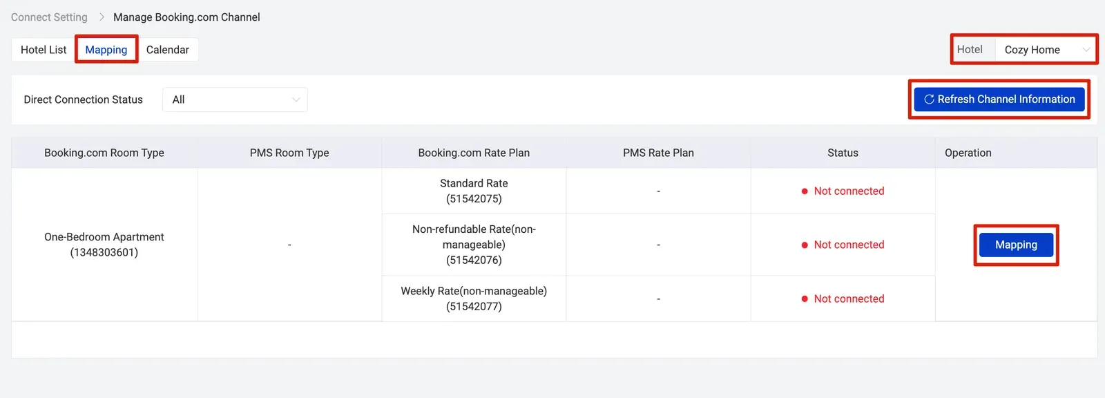 Booking.com connection guide with Smart Order PMS, mapping in the PMS