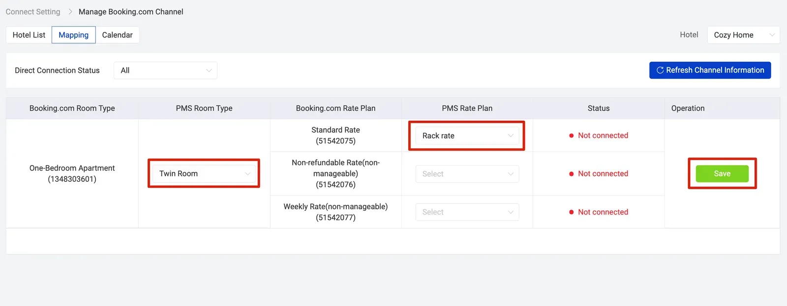 Booking.com connection guide with Smart Order PMS, mapping in the PMS