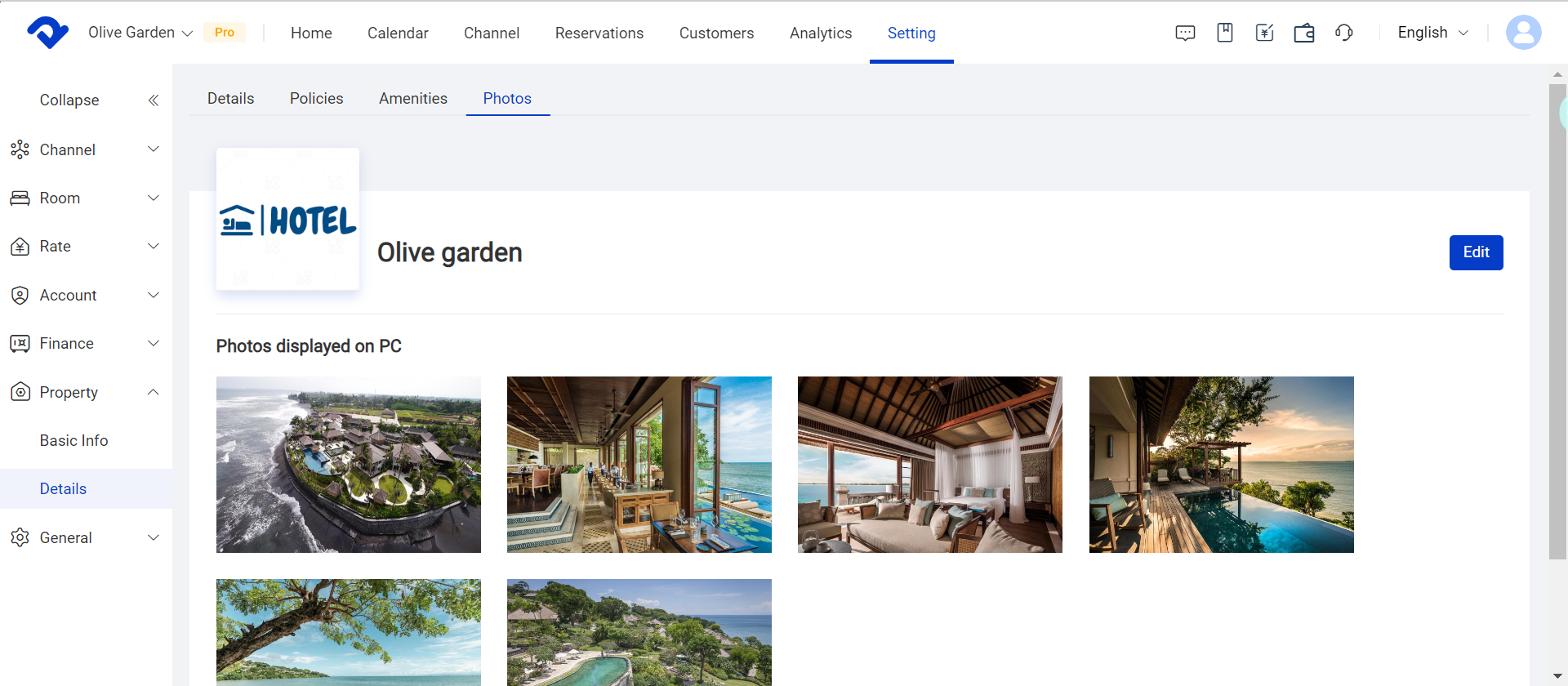 Fill in Booking Engine Property Info-photos