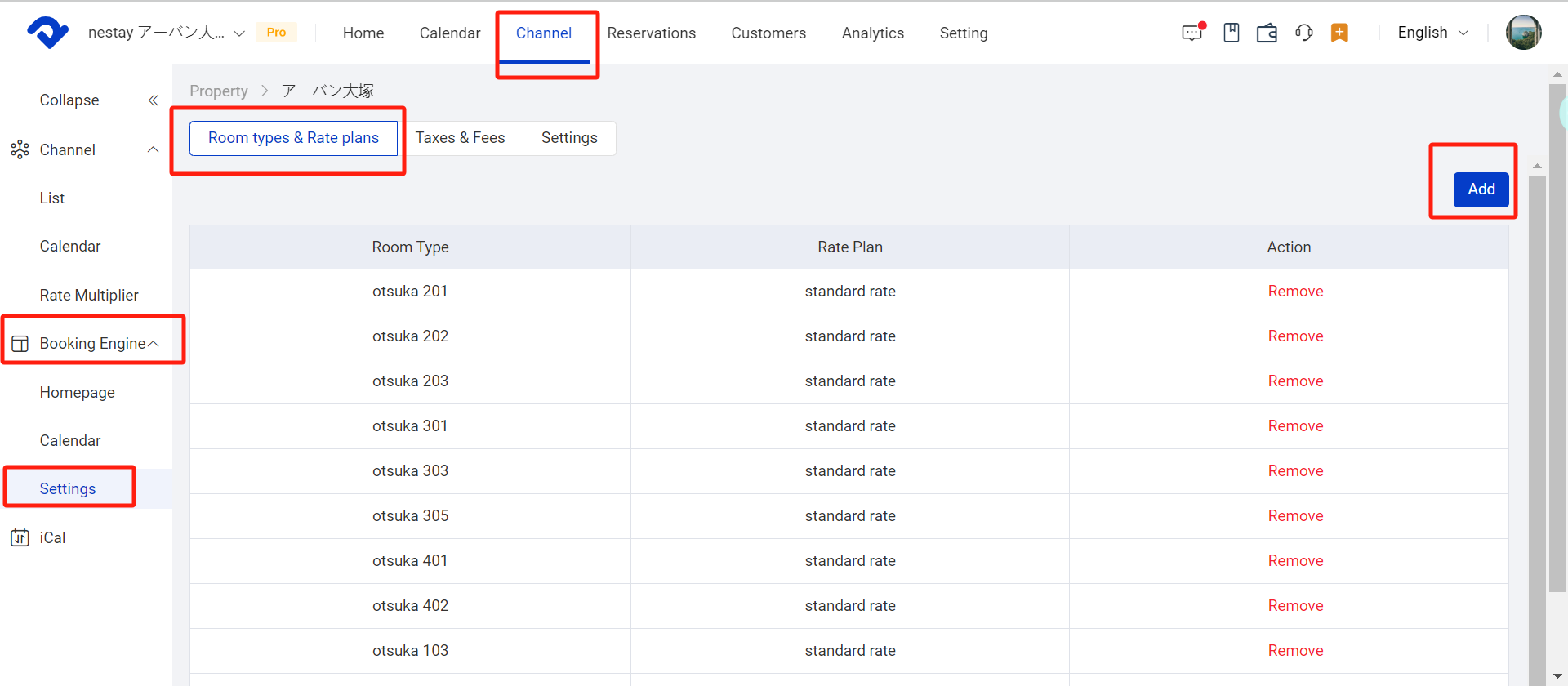 Channel-Booking Engine-Setting-room types&rate plans-add