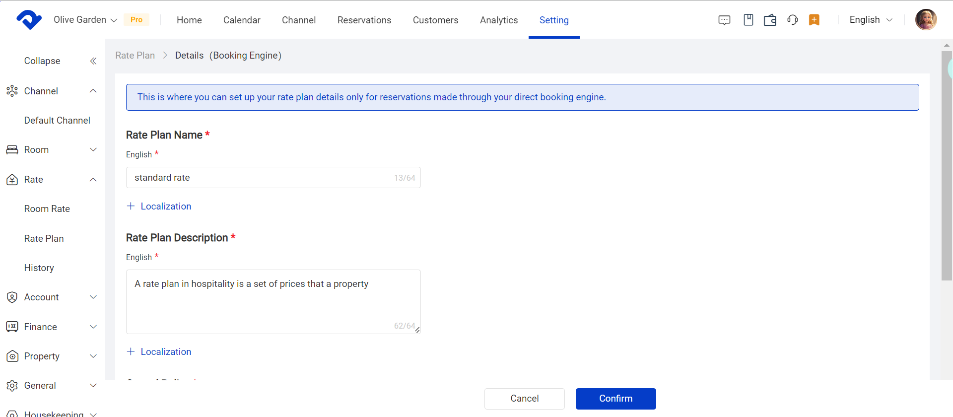 Enter the required information and click Confirm