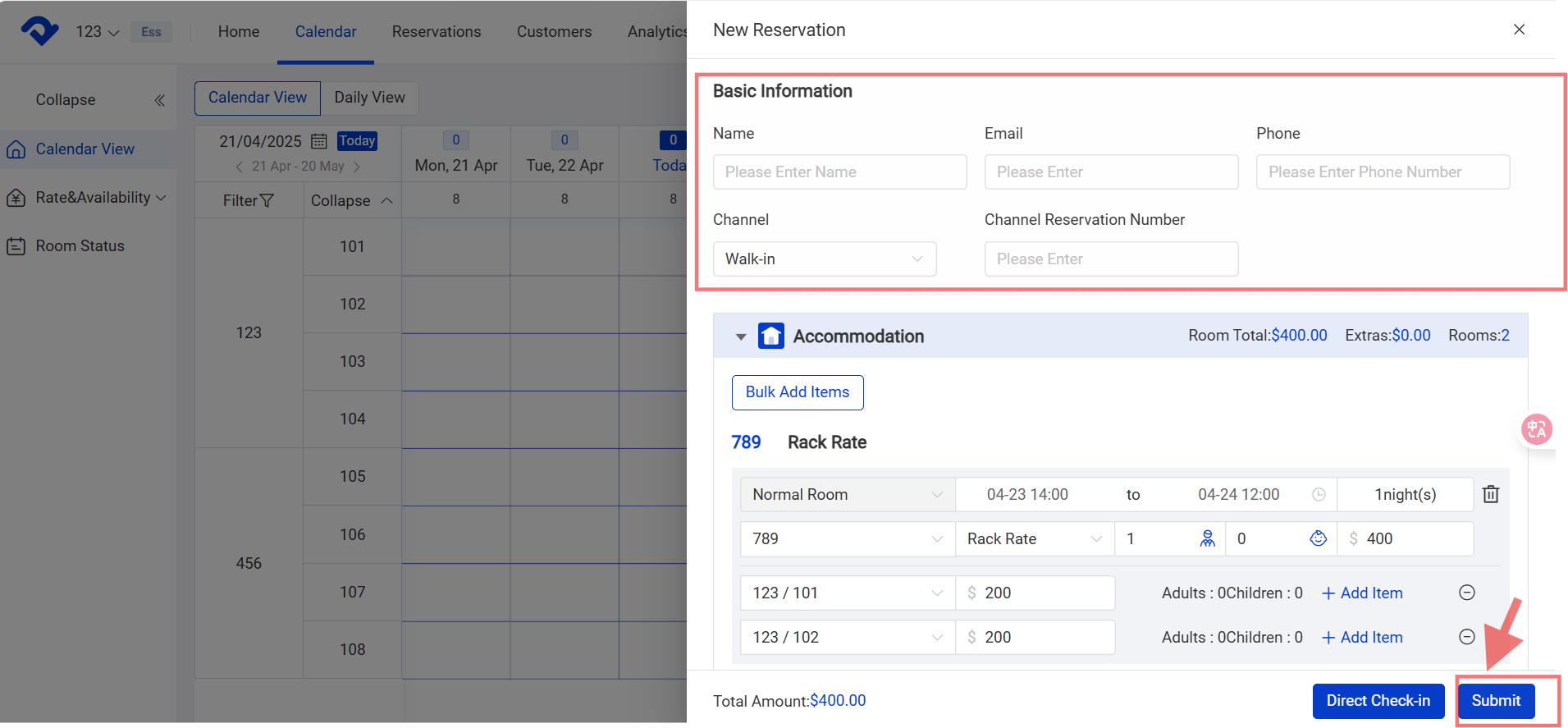 after filling in the Basic Information, click Submit