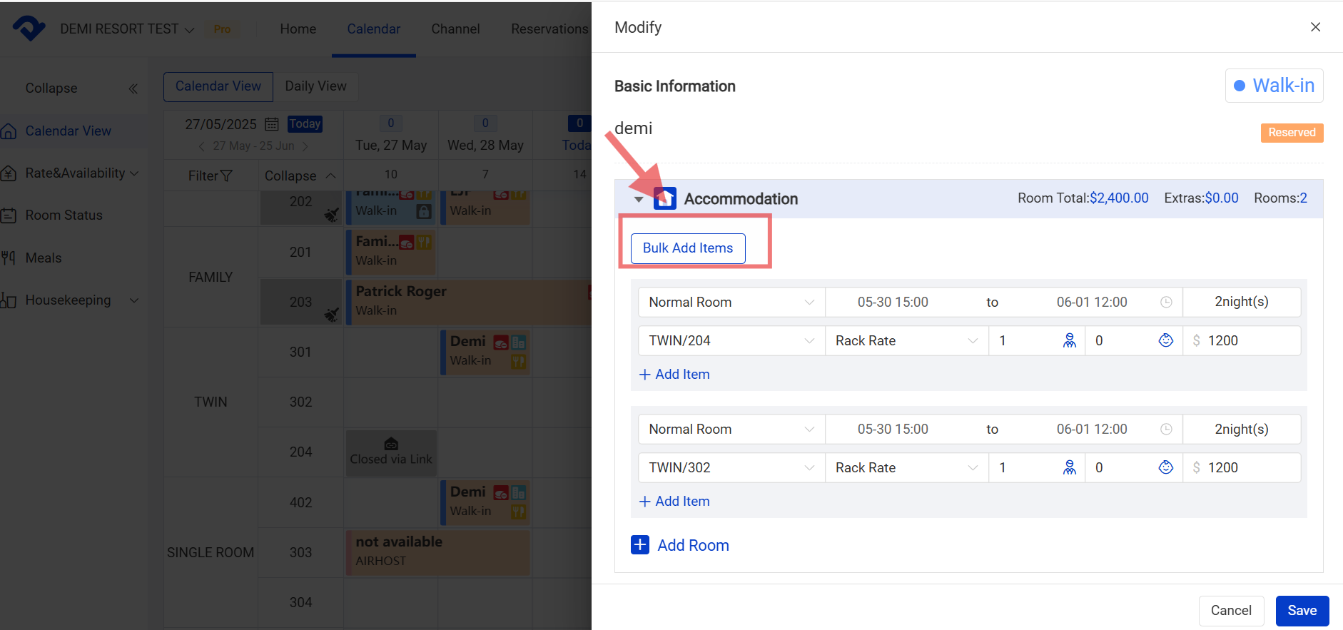 Bulk Add Items in the Modify page