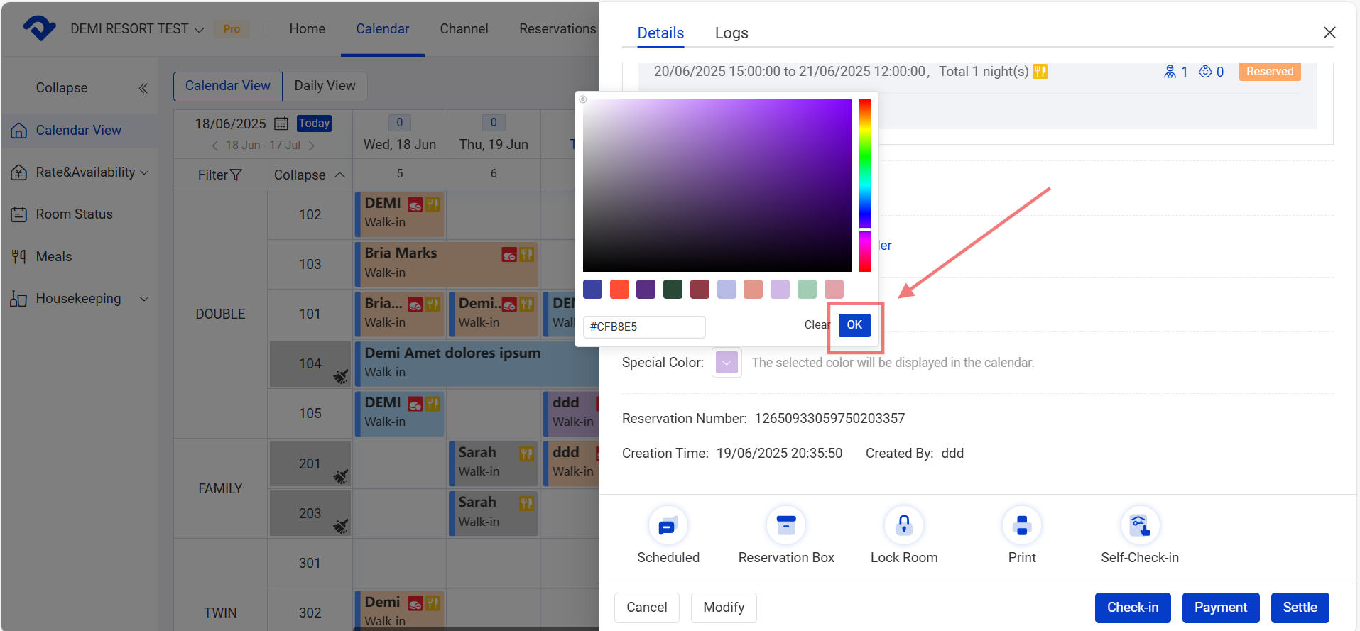 After choosing the color, click OK