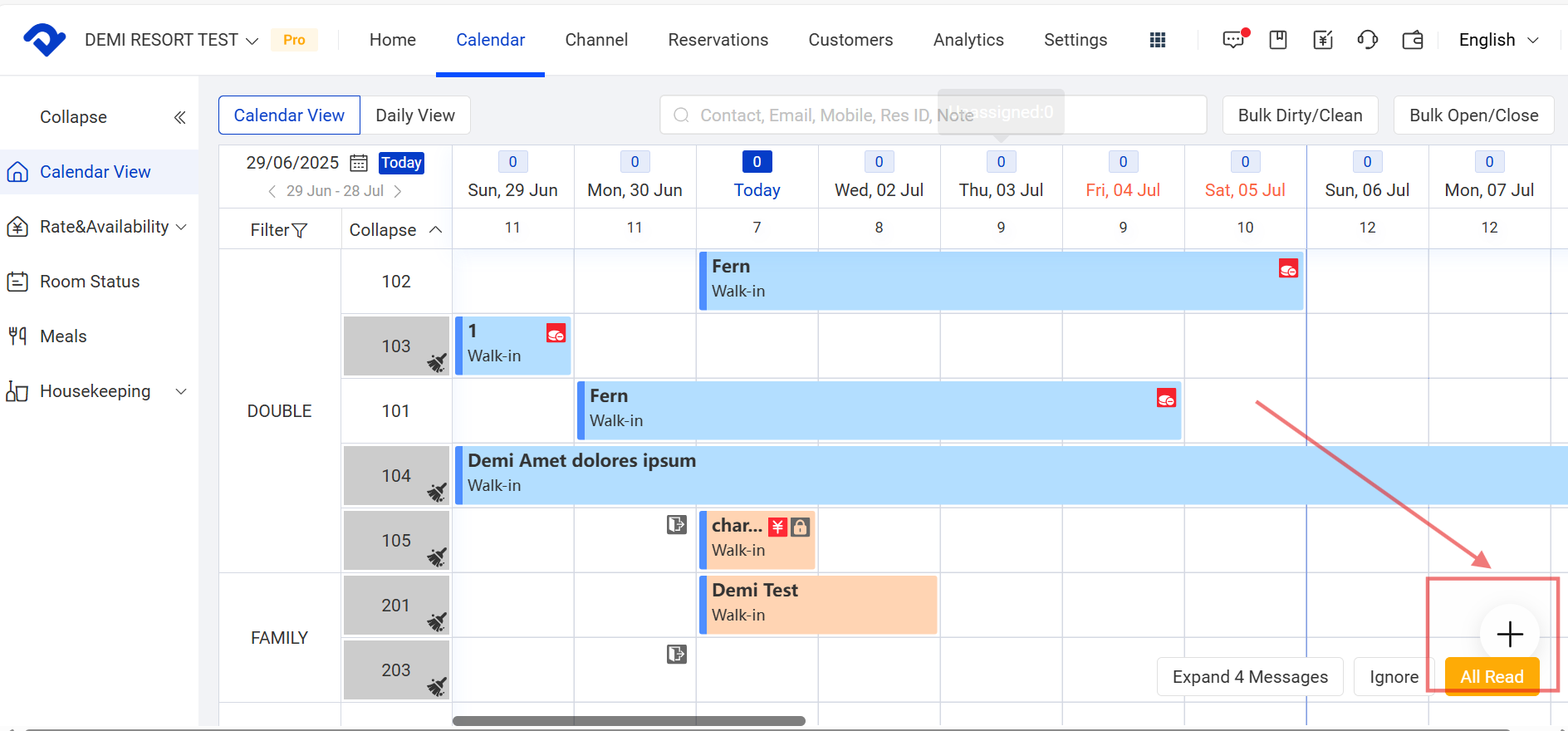 Go to the Calendar View page, click the plus icon.