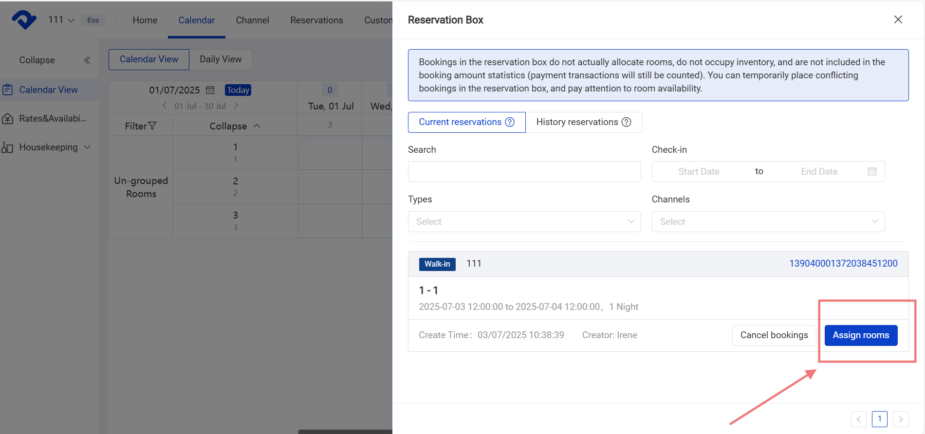 Click Assign Rooms
