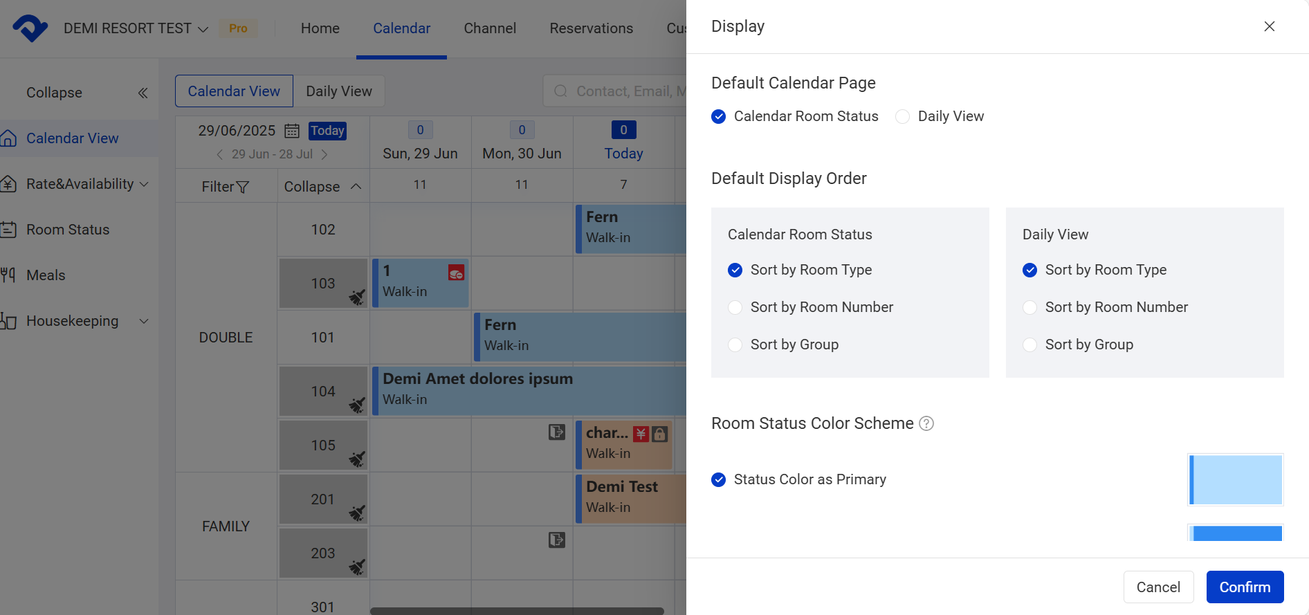 setting calendar page display 