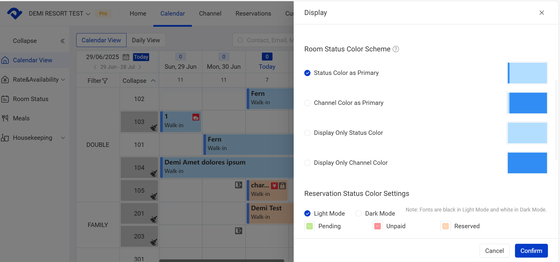 setting status color