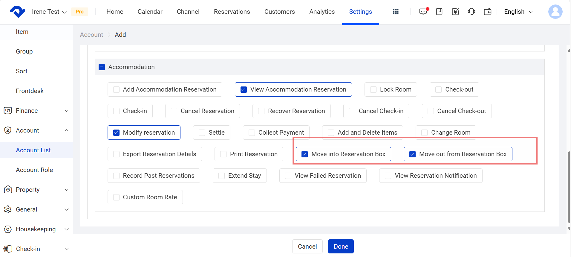 Move into/out reservation box
