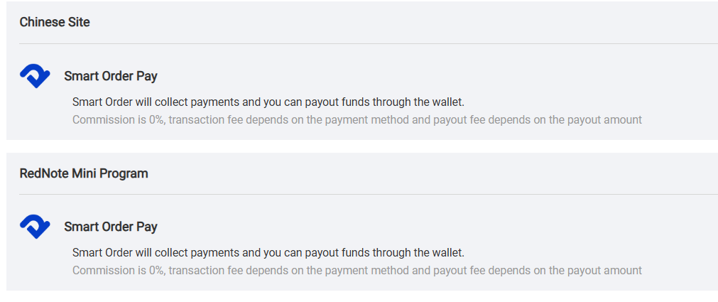 Chinese Site and Red defaults to using Smart Order Pay