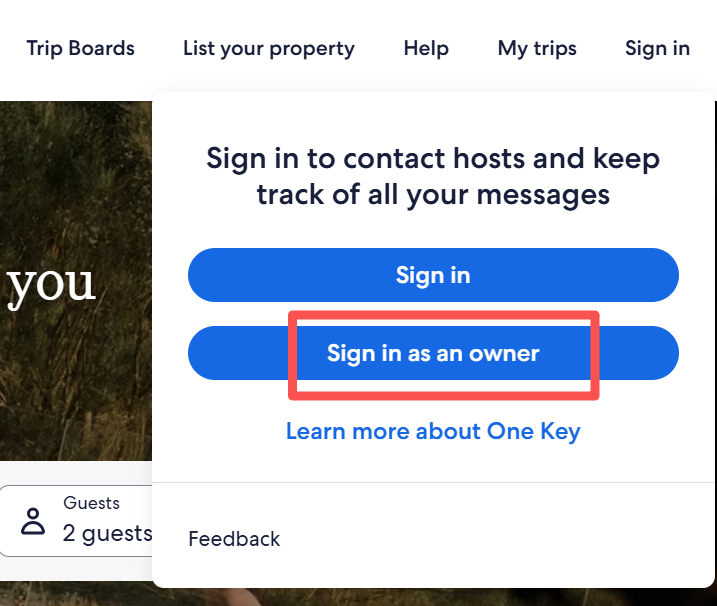 Se connecter en tant que propriétaire