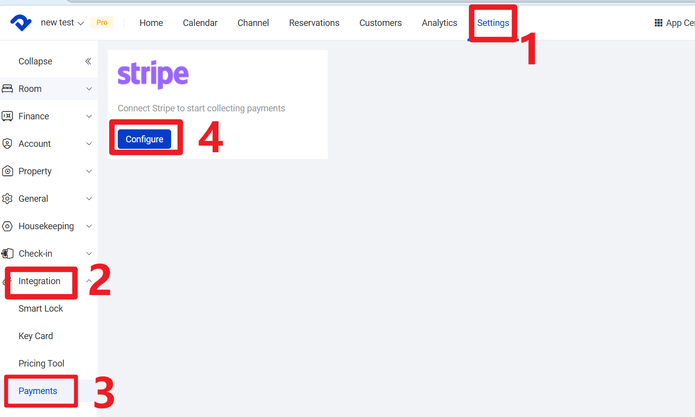 〖Settings〗→〖Integration〗→〖Payments〗→〖Configure〗