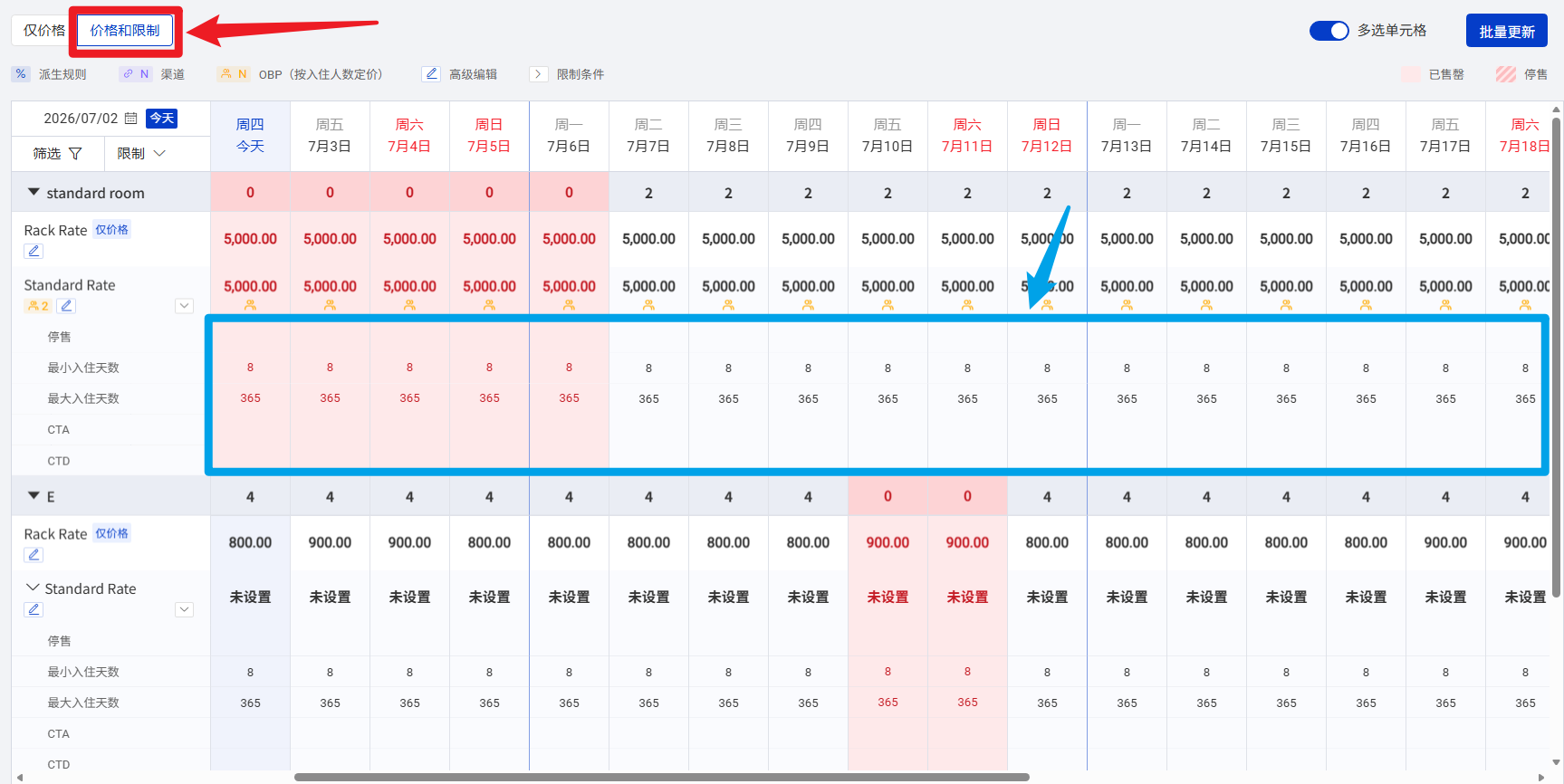 价格和限制