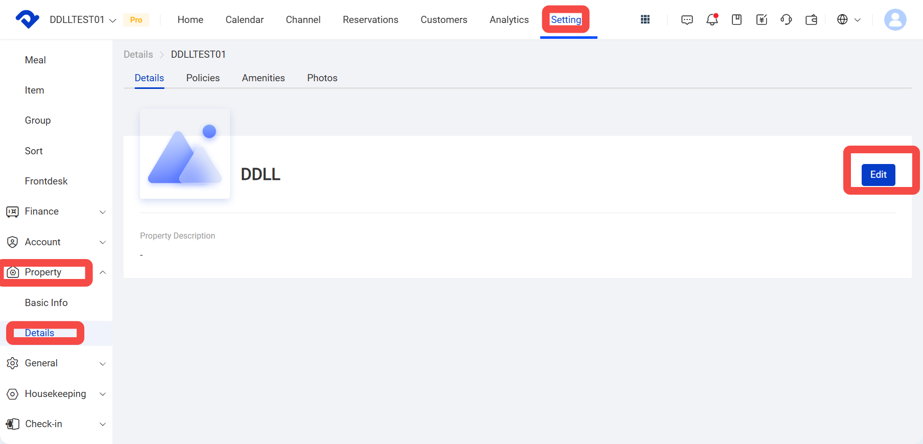 Settings > Property Settings > Property Details
